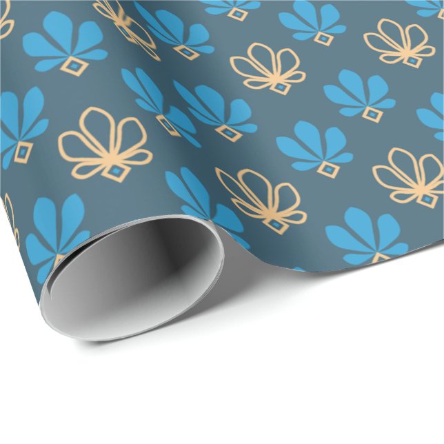 Cobalt Blue and Gold Fleur Gift Wrap - Majestic Geschenkpapier (Rolleneckpunkt)