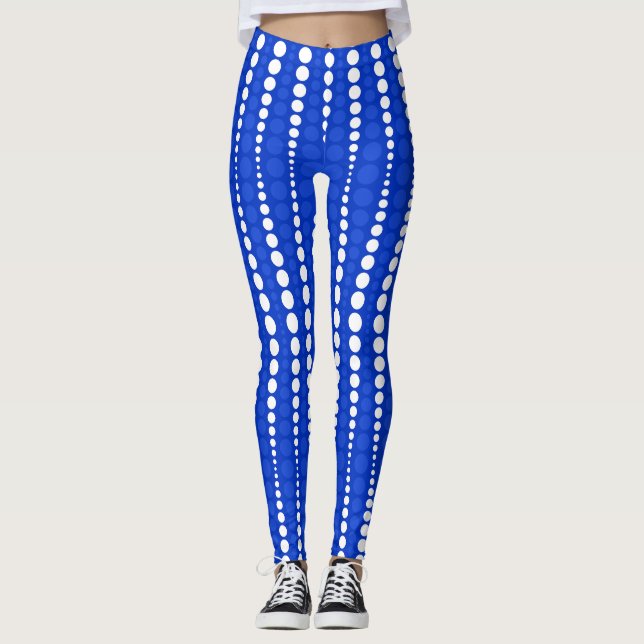 Cobalt Blue and White Polka Dot Leggings (Vorderseite)