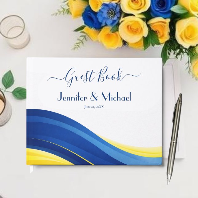 Cobalt Blue and Yellow Modern Wedding Gästebuch (Cobalt Blue and Yellow Modern Wedding Guest Book )
