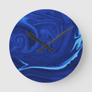 Cobalt blue background Textured Handmade Runde Wanduhr