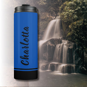 Cobalt Blue Black Elegant Minimal kundenspezifisch Thermosbecher