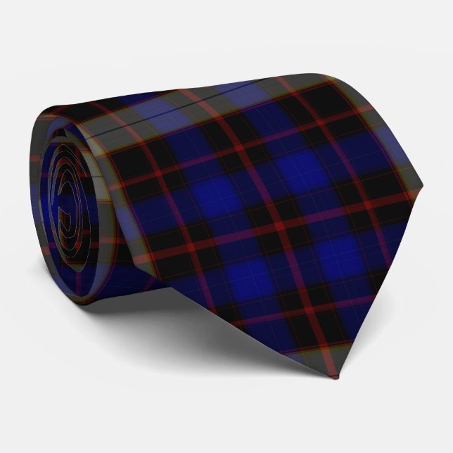 Cobalt Blue Black Red Tartan Karierter Flannel Krawatte (Gerollt)