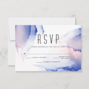CObalt Blue Blush Rose Modernes Fluid Tinte RSVP Karte