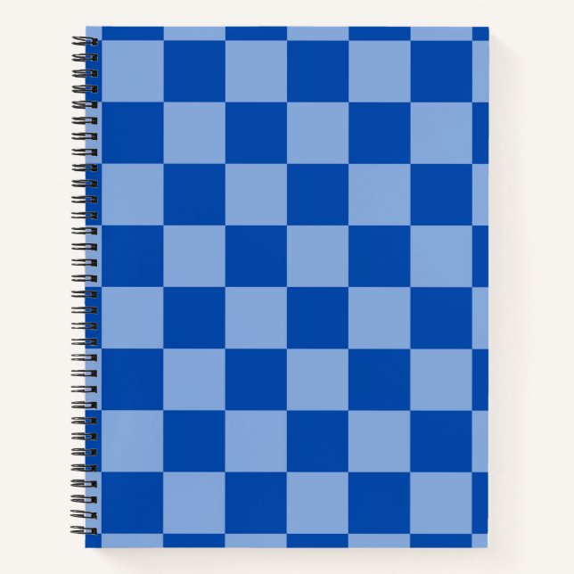 Cobalt Blue Checkerboard Notizbuch (Vorderseite)