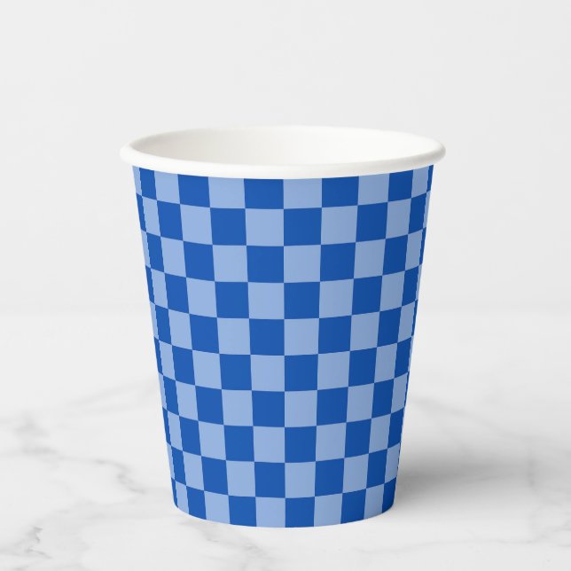 Cobalt Blue Checkerboard Pappbecher (Vorderseite)