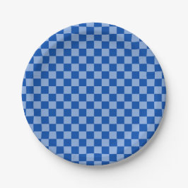 Cobalt Blue Checkerboard Pappteller