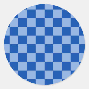 Cobalt Blue Checkerboard Runder Aufkleber