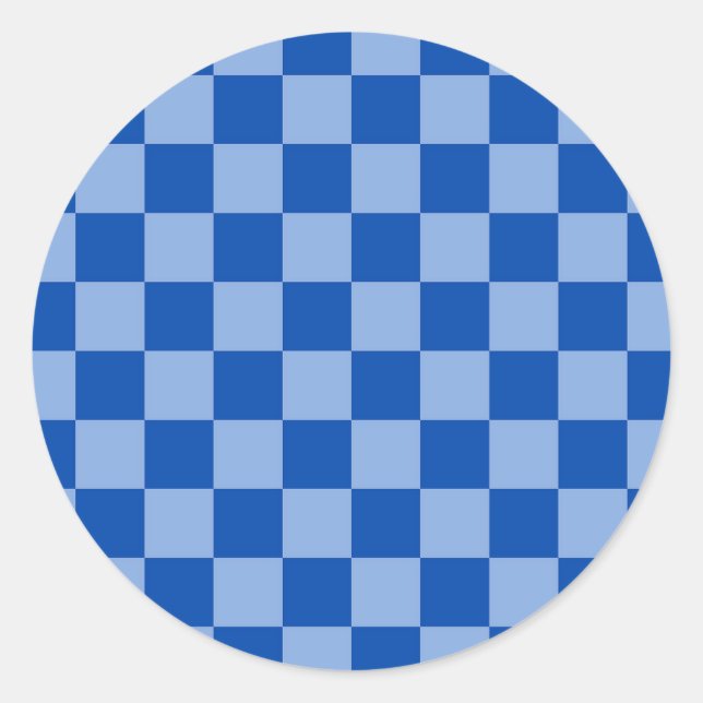 Cobalt Blue Checkerboard Runder Aufkleber (Vorderseite)