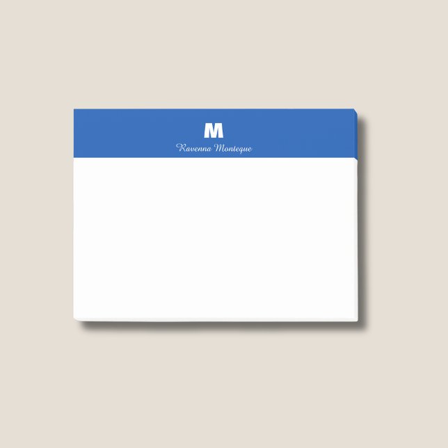 Cobalt Blue Chic Personalized Name Letter Monogram Post-it Klebezettel (Von Creator hochgeladen)