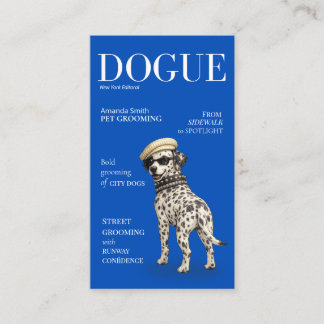 Cobalt Blue Dalmatian Dogue Magazine Business Card Visitenkarte