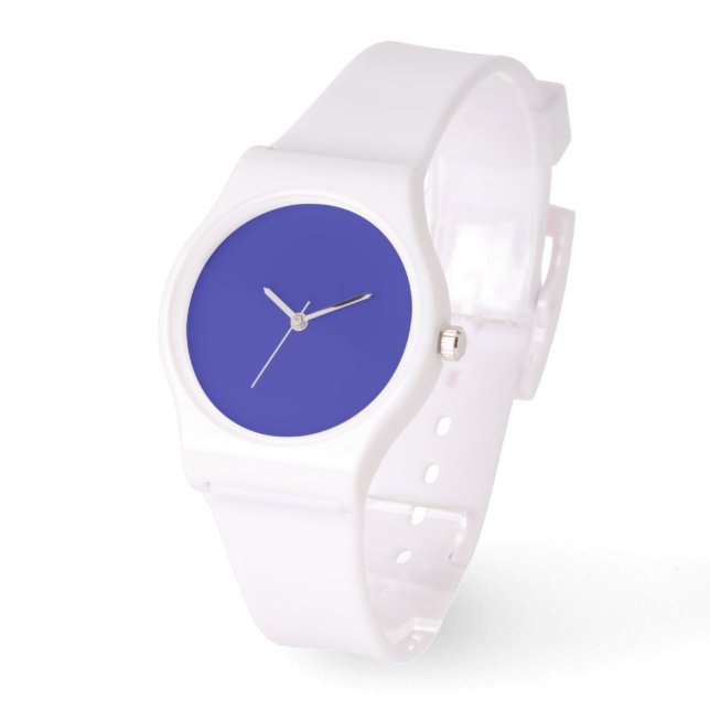 Cobalt Blue Dial White Silicone Armbanduhr (Winkel)