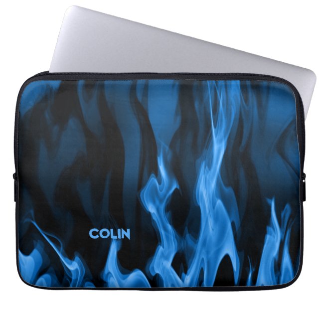 Cobalt Blue Flames | PERSONALISIERT Laptopschutzhülle (Vorderseite)