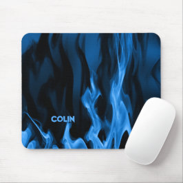 Cobalt Blue Flames | PERSONALISIERT Mousepad