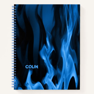 Cobalt Blue Flames   Personalisierte Spirale Notizbuch