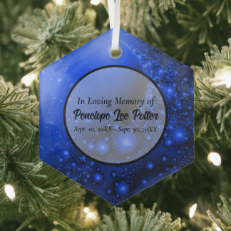Cobalt Blue Fraktal Memorial Suncatcher Ornament Aus Glas