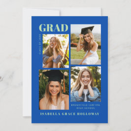 Cobalt Blue Grad Announcement With Photos Einladung
