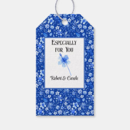 Cobalt Blue Hibiskus Tropic Blume Muster Geschenkanhänger