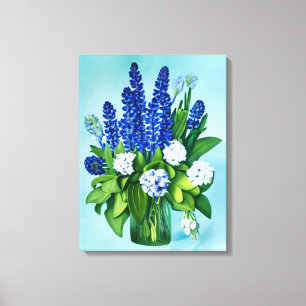 Cobalt Blue Hyacinths und Hydrangeas Leinwanddruck