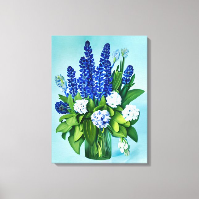Cobalt Blue Hyacinths und Hydrangeas Leinwanddruck (Vorderseite)
