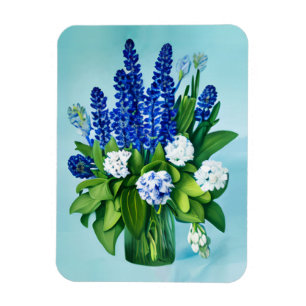 Cobalt Blue Hyacinths und Hydrangeas Magnet