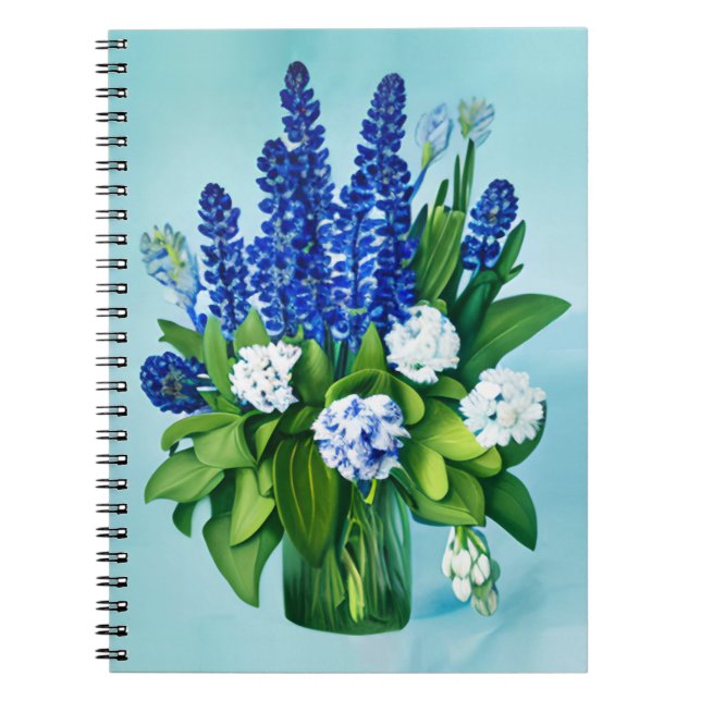 Cobalt Blue Hyacinths und Hydrangeas Notizblock (Vorderseite)
