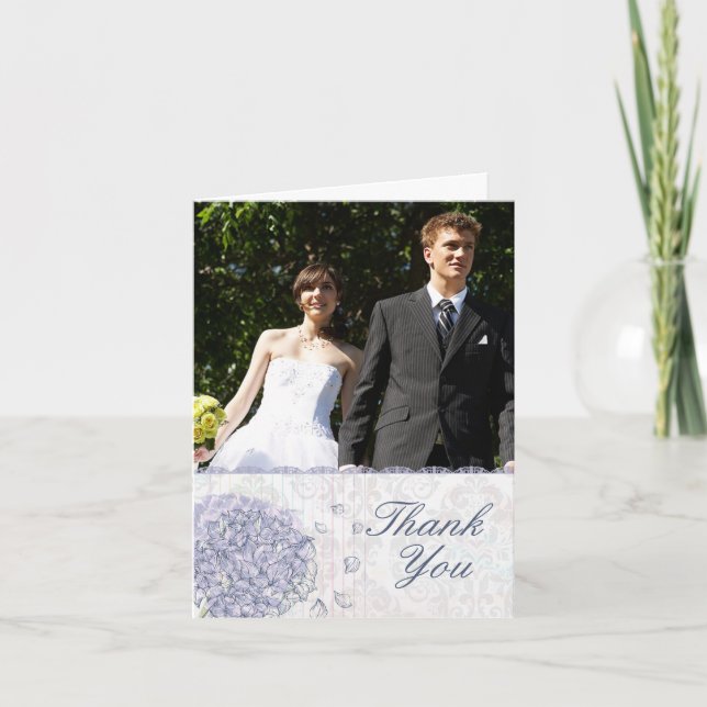 Cobalt Blue Hydrangea Blume Hochzeit danke (Vorderseite)
