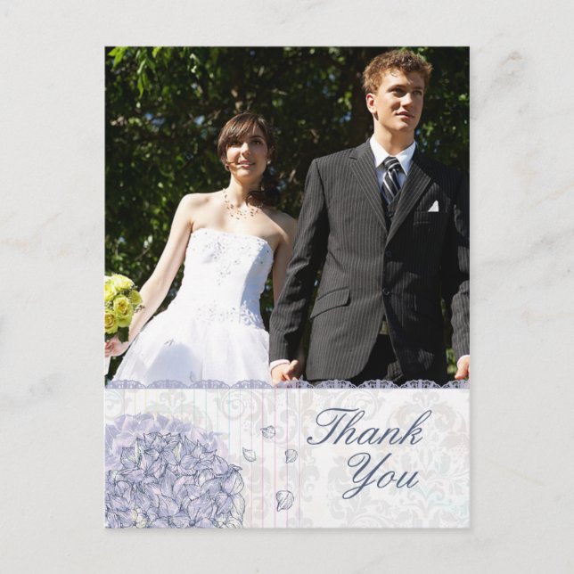 Cobalt Blue Hydrangea Blume Hochzeit danke Postkarte (Vorderseite)
