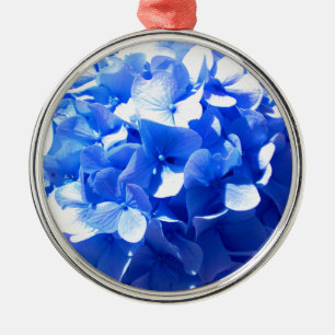 Cobalt Blue Hydrangea Silbernes Ornament