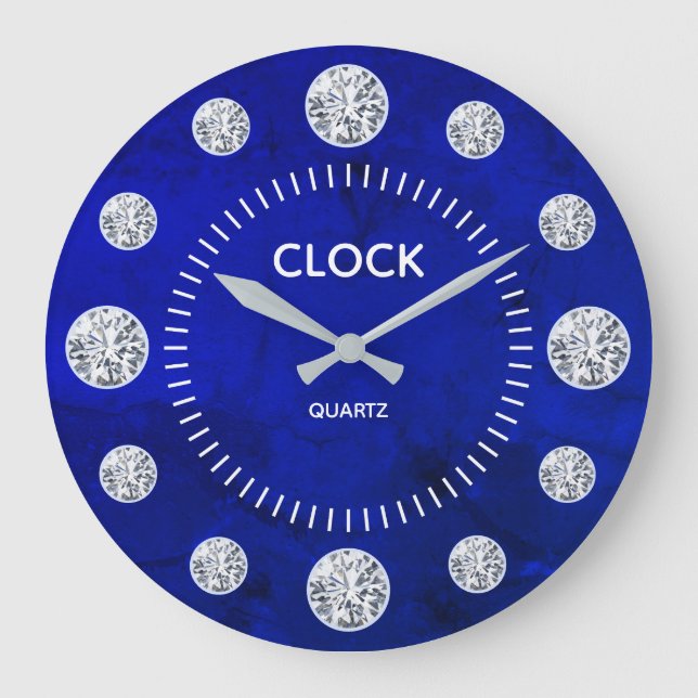 Cobalt Blue Lapis Diamond Solitaire Individuelle N Große Wanduhr (Vorderseite)