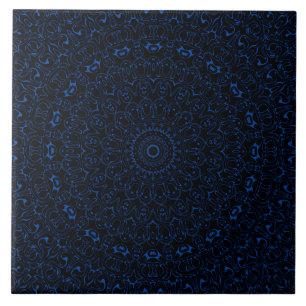 Cobalt Blue Mandala mit komplizierter Symmetrie Fliese