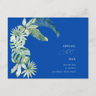 Cobalt Blue Mediterranean Tropical Save the Date Ankündigungspostkarte