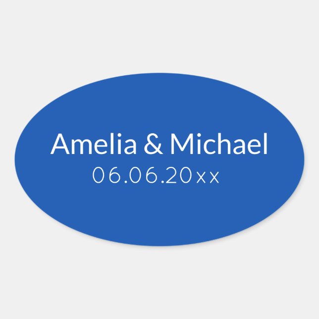 Cobalt Blue minimalist save the date Ovaler Aufkleber (Vorderseite)