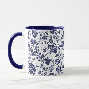 Cobalt Blue mit Rose Tasse