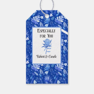 Cobalt Blue on Blue Protea Blume Matching Geschenkanhänger