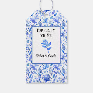 Cobalt Blue on White Protea Blume Matching Geschenkanhänger
