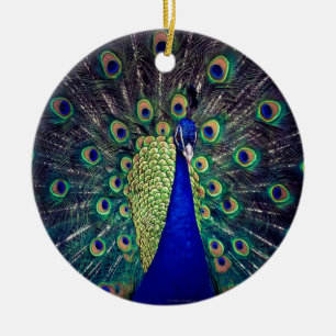 Cobalt Blue Peacock Keramikornament