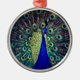 Cobalt Blue Peacock Ornament Aus Metall