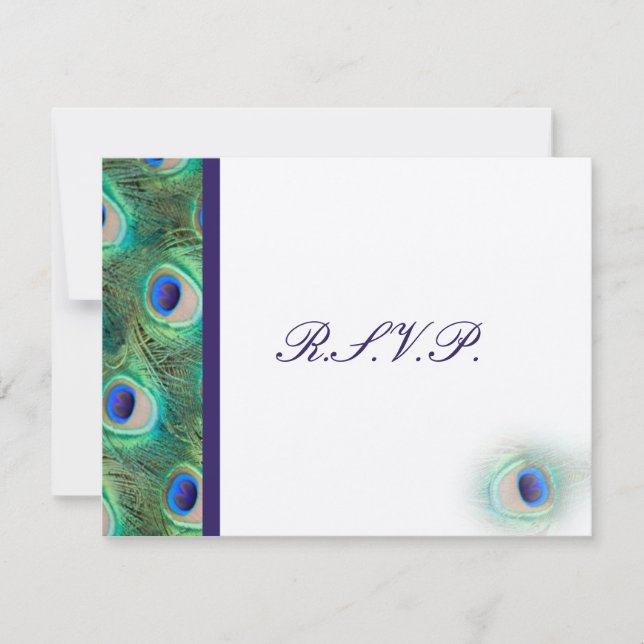 Cobalt Blue Pfau Rsvp Karten (Vorderseite)