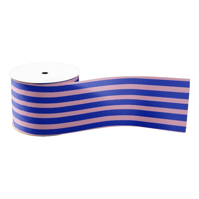 Cobalt Blue & Pink gestreift Ripsband (Spule)