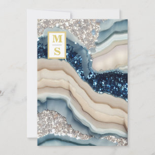 *~ Cobalt Blue QR Ivory Agate AR66 UAWG Wedding Einladung