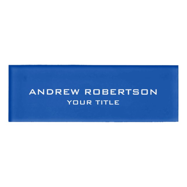 Cobalt Blue Schlicht Elegante Minimalistisch Einfa Namenschild (Vorderseite)