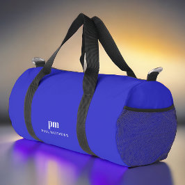 Cobalt Blue Simple Minimal Monogramm und Name Duffle Bag