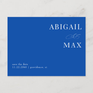 Cobalt Blue Simple Wedding Save the Date Postkarte
