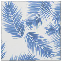 Cobalt Blue Tropical Palm Blätter Muster Stoffe