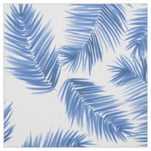 Cobalt Blue Tropical Palm Blätter Muster Stoffe