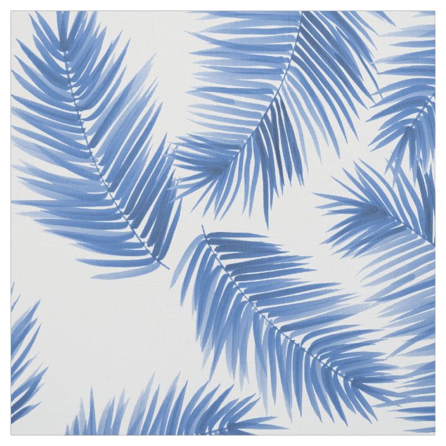 Cobalt Blue Tropical Palm Blätter Muster Stoffe (Muster)