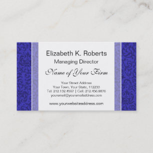 Cobalt Blue Tudor Garden Floral Damask Visitenkarte