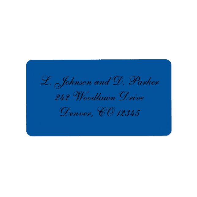 Cobalt Blue und Black Address Label Adressaufkleber (Vorne)