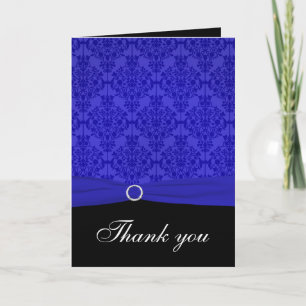 Cobalt Blue und Black Damask Danke Karte