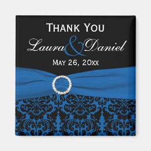 Cobalt Blue und Black Damask Wedding Gefallen Magn Magnet